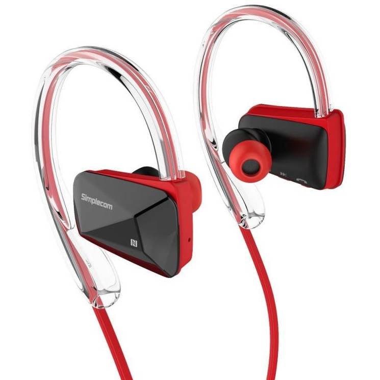 Simplecom Bluetooth Sports Wireless Earphones Red